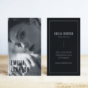 Model Influencer Black & White Photo Photography  Business Card