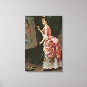 Model Making Mischief (by Raimundo de Madrazo) Canvas Print