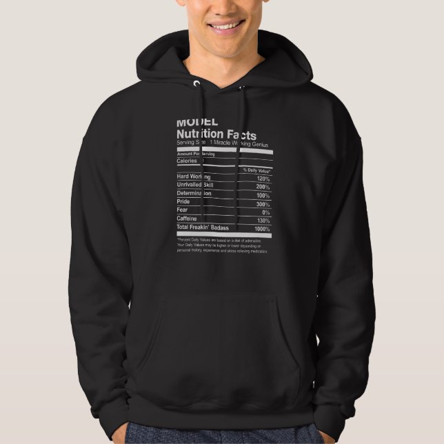 Model Nutrition Facts Funny Hoodie (Front)