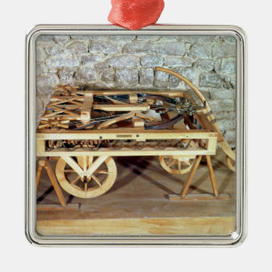 Model of a car driven by springs metal ornament