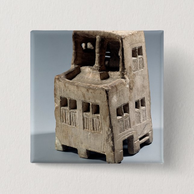 Model of a house (limestone) 2 inch square button (Front)