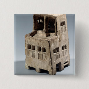 Model of a house (limestone) 2 inch square button
