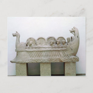 Model of a ship transporting wine on the postcard