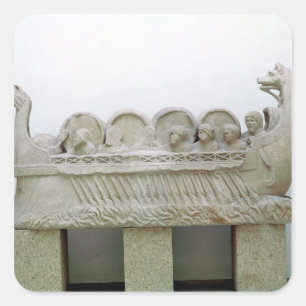 Model of a ship transporting wine on the square sticker