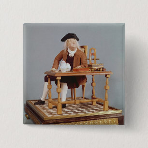 Model of Benjamin Franklin  at his table 2 Inch Square Button