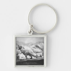 Model of tyrannosaurus rex B&W Keychain