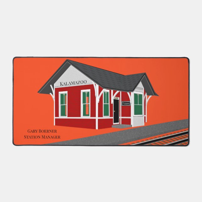 Model Railroading Train Station Controller  Desk Mat (Front)