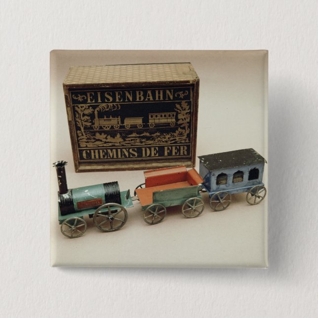 Model railway, c.1870 2 inch square button (Front)