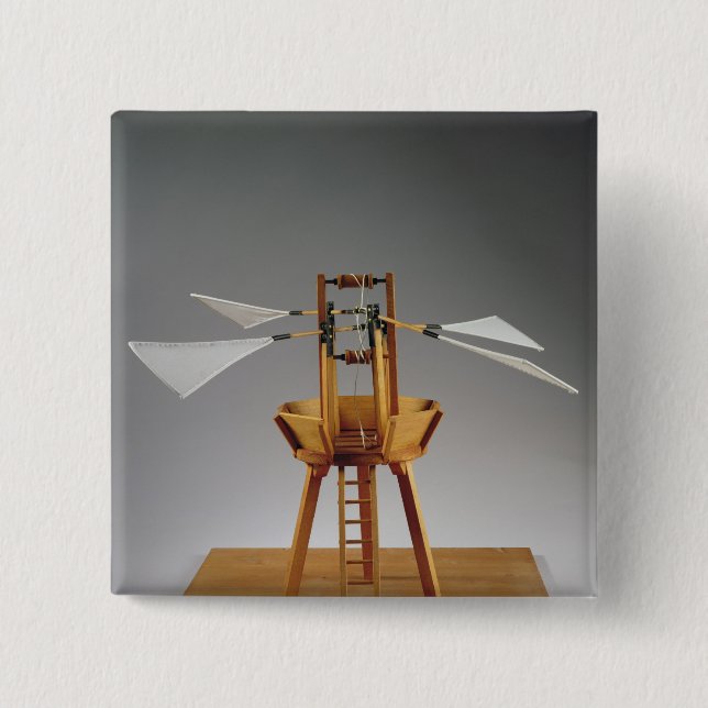 Model reconstruction of da Vinci's design 2 Inch Square Button (Front)