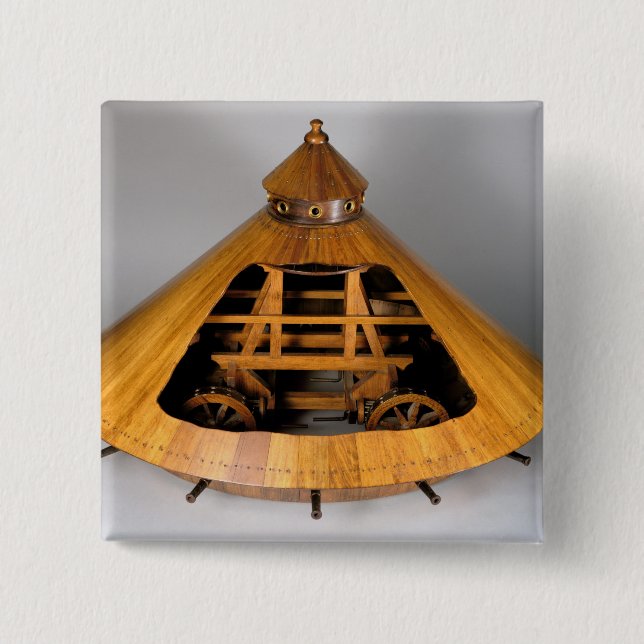 Model reconstruction of da Vinci's design 2 Inch Square Button (Front)