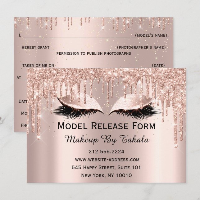 Model Release Form Makeup Artist Rose Invitation (Front/Back)