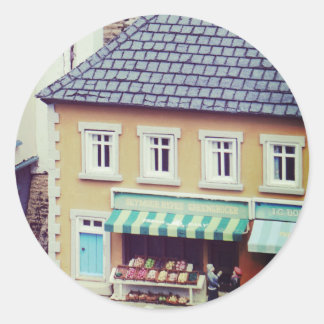 Model Seaside Buildings Classic Round Sticker