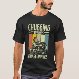 Model Train Chugging Towards T-Shirt