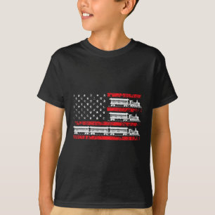 Model Train Patriotic Usa Flag Locomotive Model Ra T-Shirt