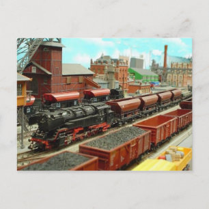 Model Train Station Postcard