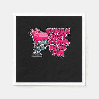 Model Vintage Photograp Ghouls Just  To Have Fun A Napkin