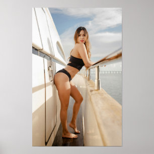 Model Wearing A Black Bikini (11x17) Poster