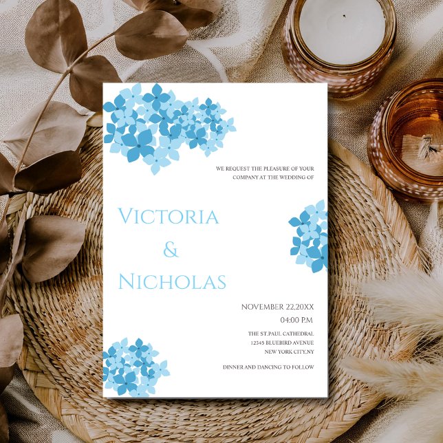 Modèle à fleurs d'Hydrangea faire-part de mariage (Créateur téléchargé)