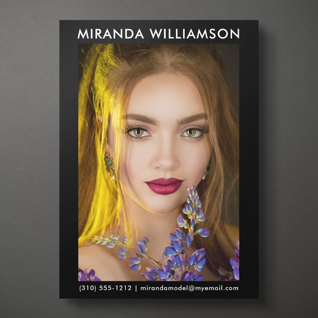 Modèle Acteur 1 Carte photo Comp 5x7 noir (Available in high quality print or digital download for quick messaging, email or self printing.)