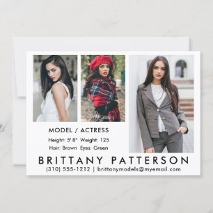 Modèle Acteur Carte Comp 3 Photo Blanc 5x7