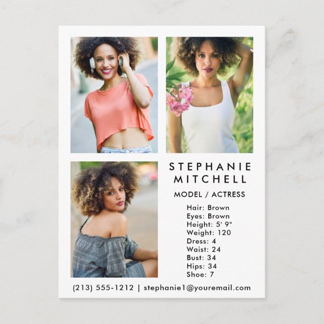 Modèle Actor Comp Card 3 Photo Wha - Carte Postale (Devant)