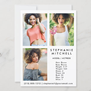Modèle Actor Comp Card 3 Photo Wht
