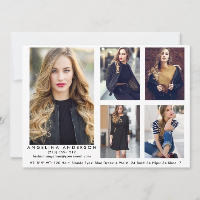Modèle Actor Comp Card Wht - 5 Photos (Devant)