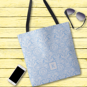 Modèle bleu clair élégant Damask Sac fourre-tout M