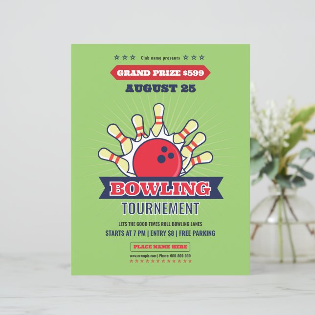 Modèle d'affiche de tournoi de bowling (Debout devant)