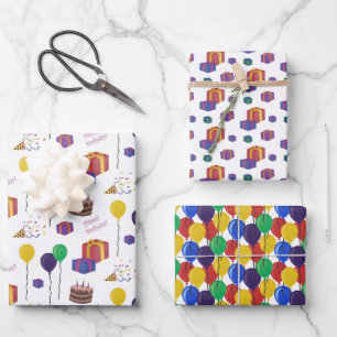 Modèle d'anniversairePapier à envelopper Feuille p