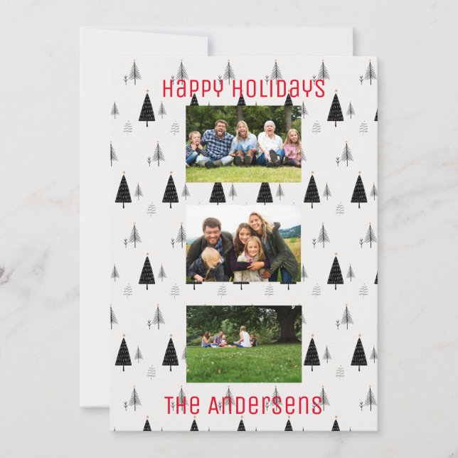 Modèle d'arbre de Noël moderne en noir et blanc (Devant)