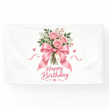 Modèle de bannière d'anniversaire Coquette/Thème p