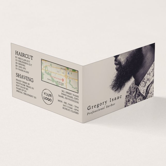 Modèle de barbe noire, Barbiers pour hommes, carte (Extérieur)