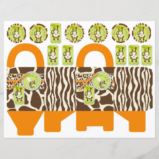 Modèle de boîte Poster de animal Safari Monkey & P (Devant)