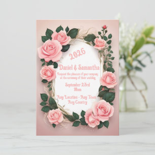 Modèle de cadre de rose élégant pour invitation de