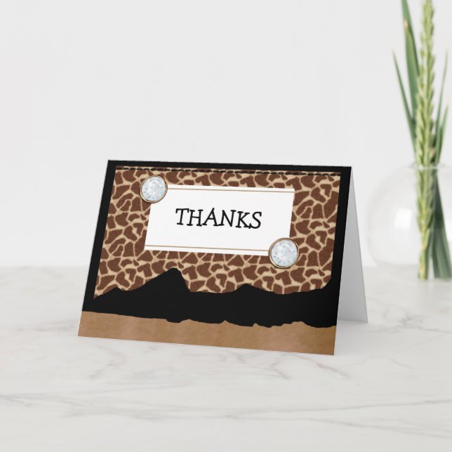 Modèle de carte blanche d'impression Merci Giraffe (Devant)