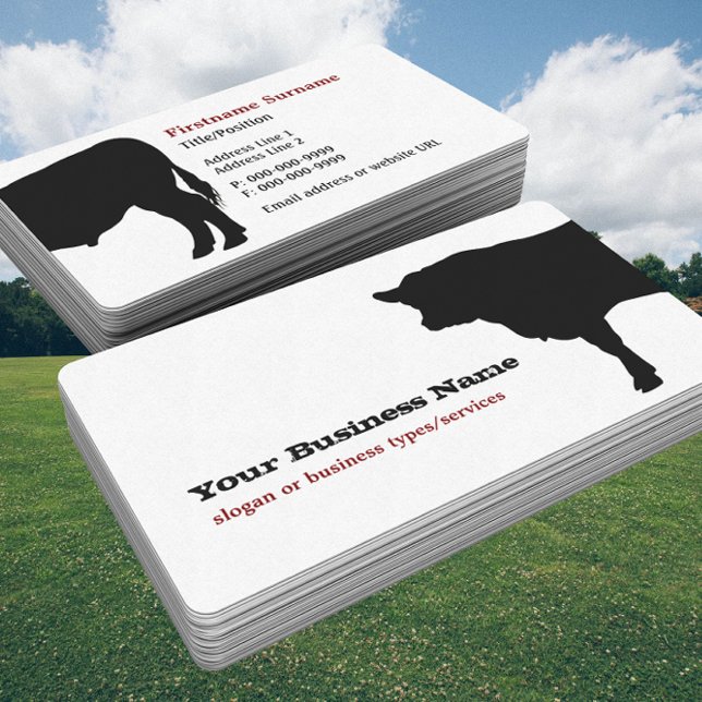 Modèle de carte d'affaires Angus Cow Silhouette (Créateur téléchargé)