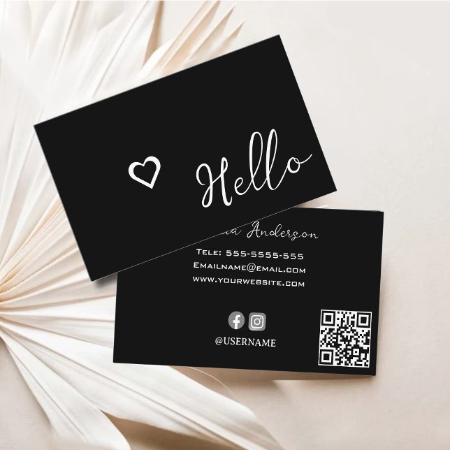 Modèle de carte d'affaires Hello minimal, cartes m (Minimal Hello Business Card Template, Modern Cards)