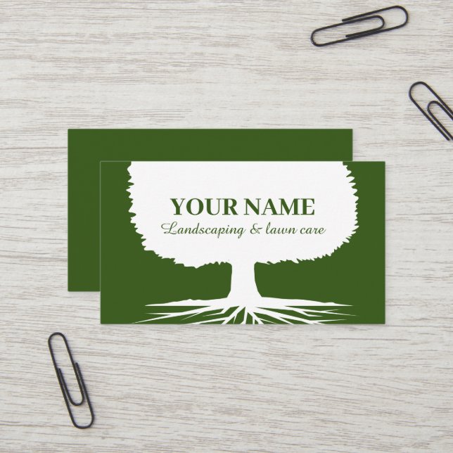 Modèle de carte d'affaires Landscaping & lawn care (Devant/Arrière en situation)