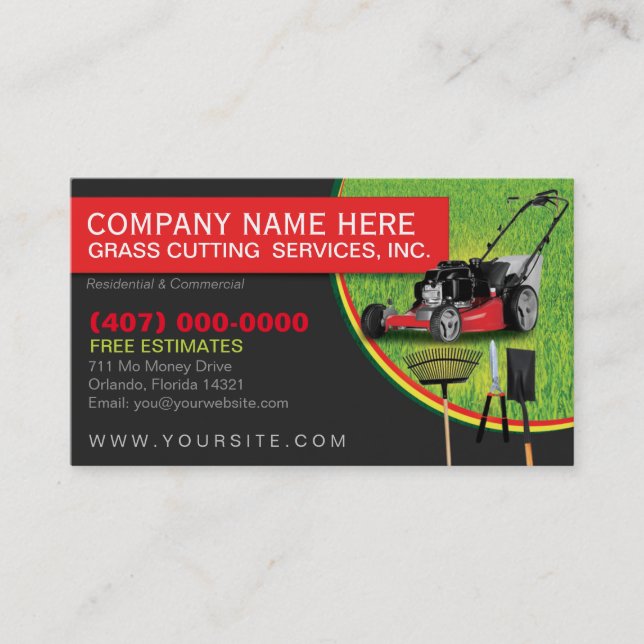 Modèle de carte d'affaires Landscaping Lawn Care M (Devant)