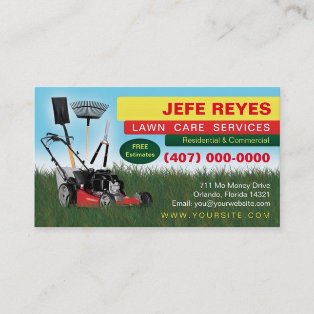 Modèle de carte d'affaires Landscaping Lawn Care M (Devant)