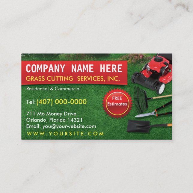 Modèle de carte d'affaires Landscaping Lawn Care M (Devant)
