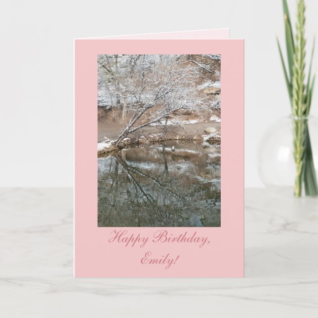 Modèle de carte d'anniversaire de l'étang d'hiver  (Devant)