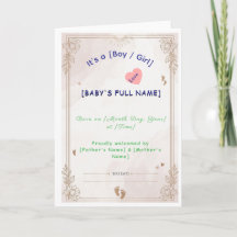 Modèle de carte d'annonce de naissance de bébé min