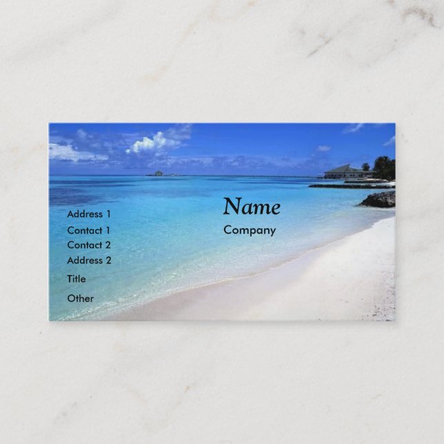 Modèle de carte de cartes de visite de plage de (Devant)