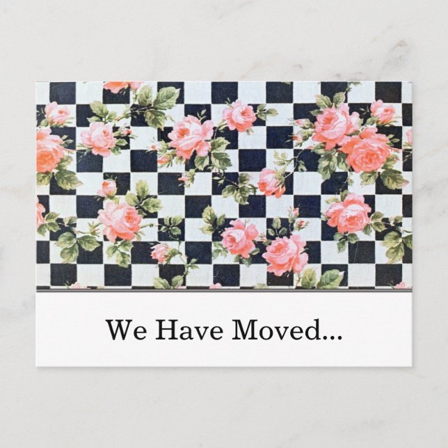 Modèle de carte de changement d'adresse aux roses  (Devant)