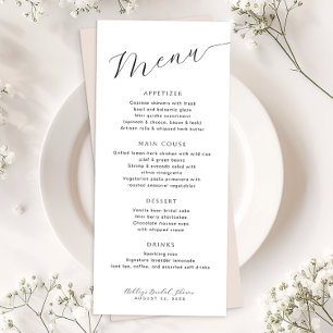 Modèle de carte de menu minimaliste Fête des marié