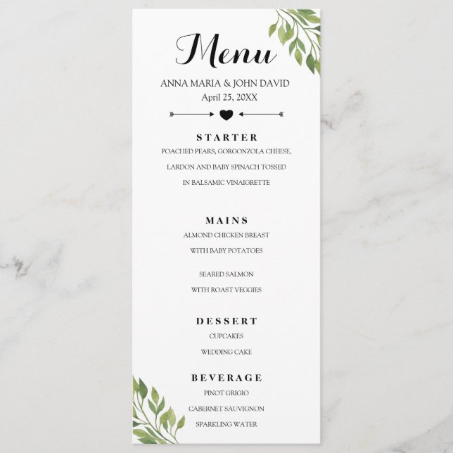 Modèle de carte de menu personnalisé et élégant (Devant)