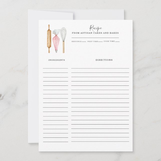 Modèle de carte de recette de pâtisserie pour boul (Devant)