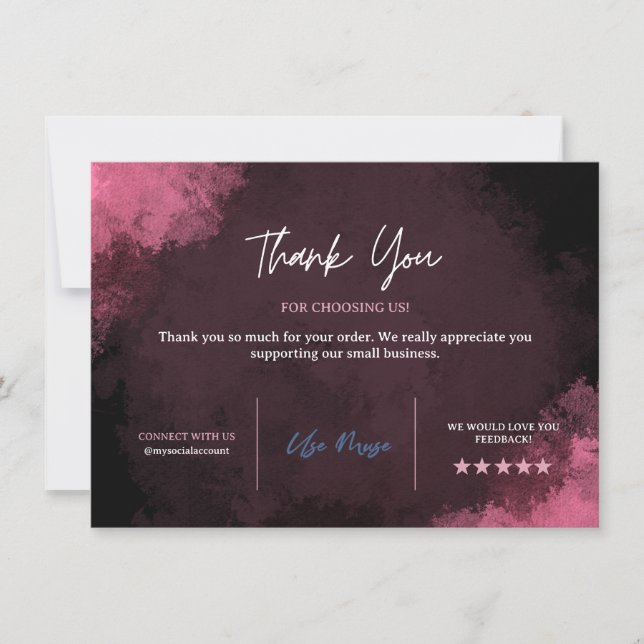 Modèle de carte de remerciement rose, Remerciement (Devant)
